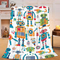 Robot Throw Blanket Cartoon Robot Machine Gifts for Kids Teens Girls Boys Adults Soft Cozy Warm Plush Fluffy Fuzzy Fleece Blanket Birthday Festival Decor 40''X50''