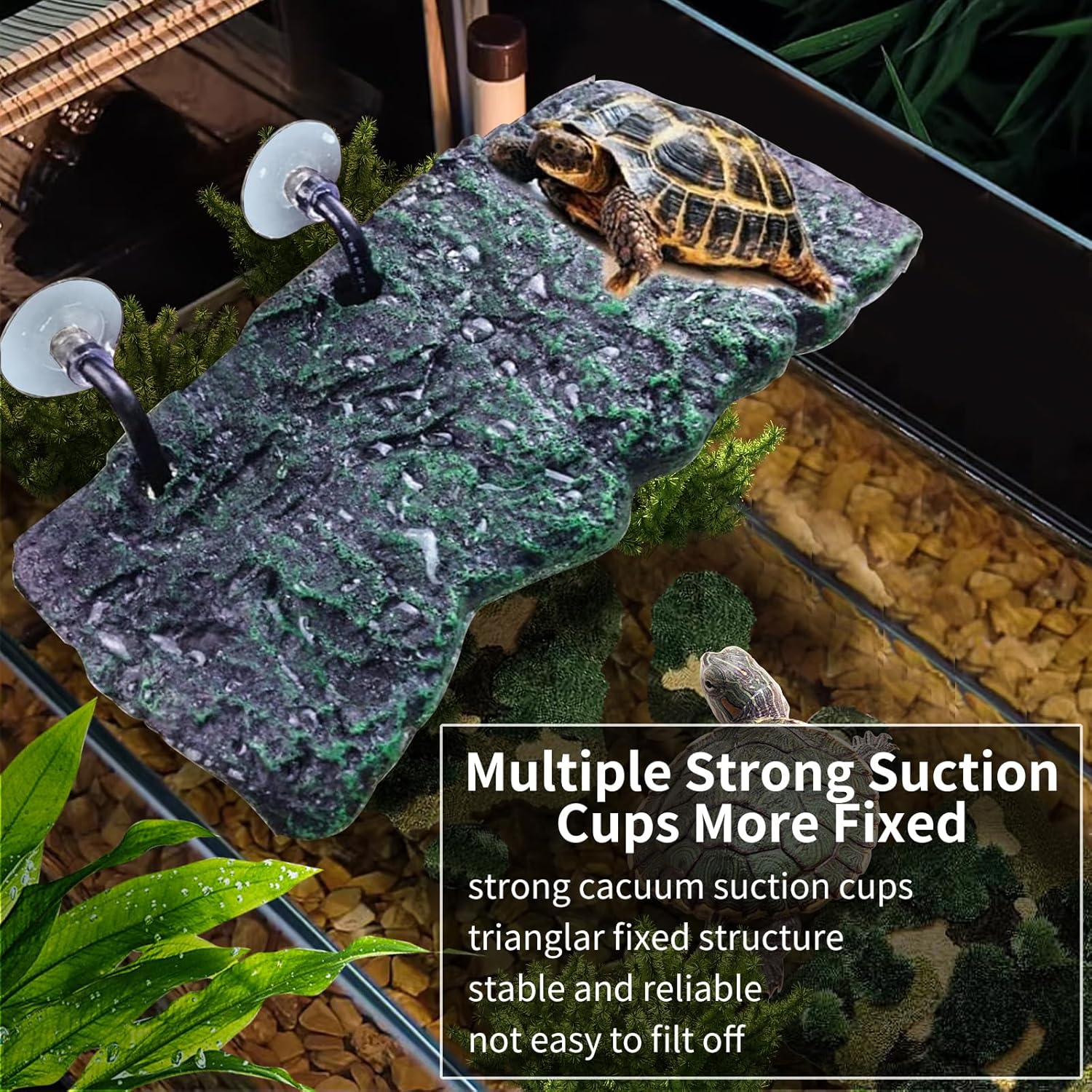 Minidiva Turtle Floating Platform, Floating Turtle Dock Rectangular Turtle Dock Polyurethane Foam Aquarium Floating Decorative Deck Climbing Brazilian Turtle (Large)