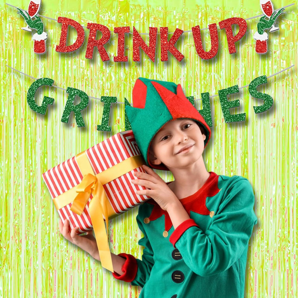 BRAVESHINE Iridescent Foil Fringe Backdrop - 2 Pack 3.2 x 6.5 ft Holographic Tinsel Curtain Party Streamers Photo Backdrop for Birthdays Dinosaur Theme Christmas Patricks Decorations - Clear Green