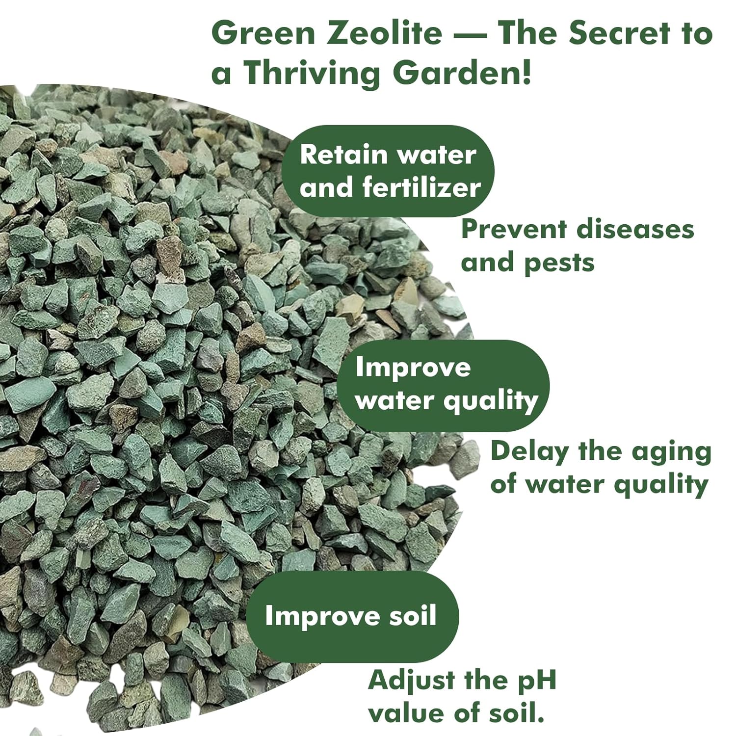18 lbs Succulent and Cactus Bonsai Pebbles, 6-9mm Decorative Landscaping Stones Natural Garden Gravel Rocks for Indoor Outdoor Plants Aquariums DIY, and Gardening Top Dressing, Green Zeolite