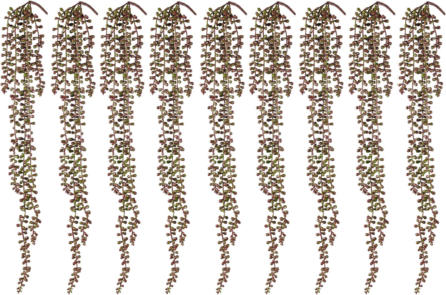 9PCS Orange Artificial Succulents Hanging Plants,27.5 Inch Fake String of Pearls Greenery Plants 5 Branches for Autumn Home Garden Office Party Balcony Wall Indoor Outdoor Fall Dec, Orange
