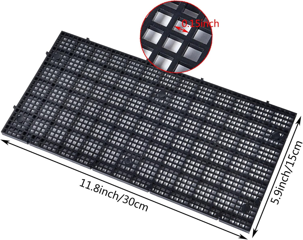 ALEGI Plastic Grid Divider Tray Egg Crate Louvre Aquarium Fish Tank Bottom Isolation with Bracket (8pcs Black)