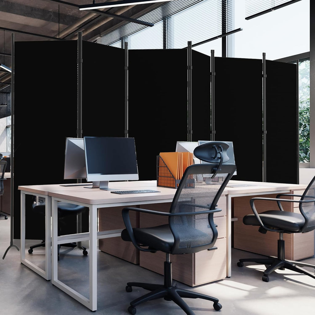Room Divider, 6 Panel Room Dividers and Folding Privacy Screens, 6FT Partition Room Office Wall Divider for Separation 200" W Fabric, Portable Freestanding Room Divider Wall (Black)