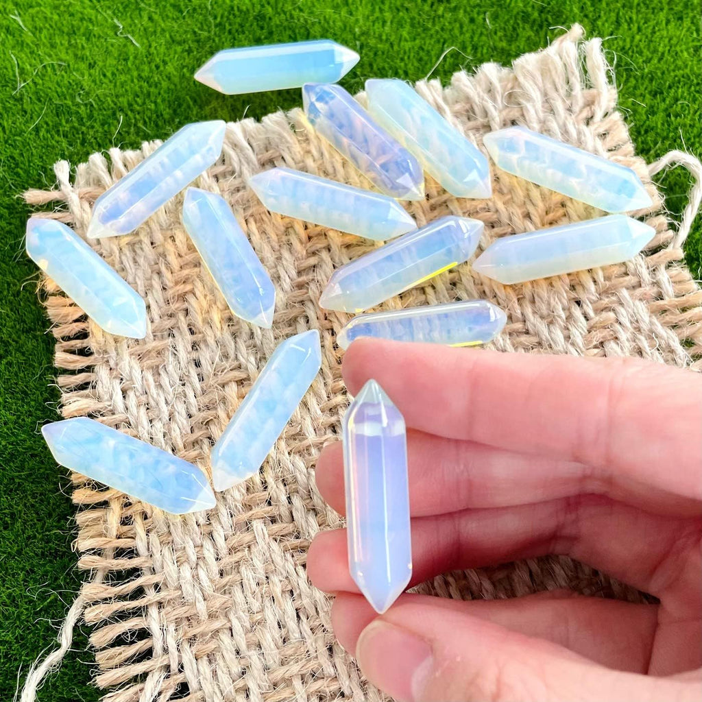 ZHIYUXI 20 Pcs Opal Crystals and Stones Opalite Healing Crystals and Healing Stones Magic Crystal Wand Reiki Witchcraft Therapy Meditation Accessories Decor Gifts