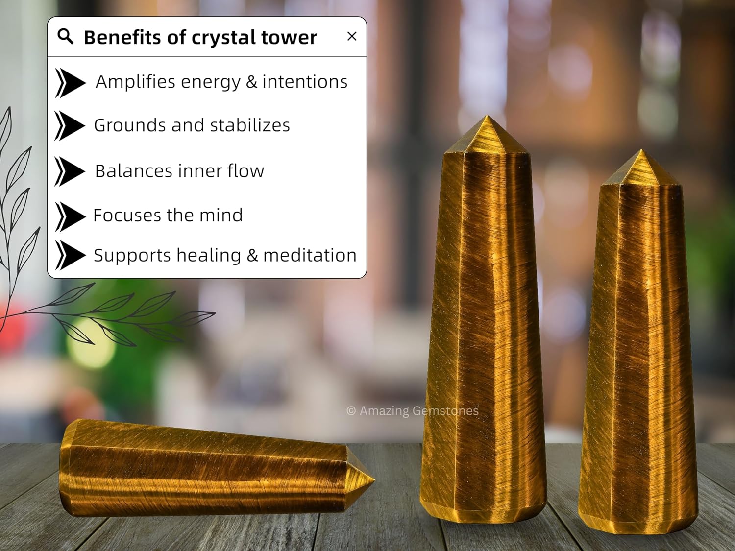Amazing Gemstone Tigers Eye Crystal Towers - Natural Healing Crystal Point Obelisk for Reiki Healing and Crystal Grid (2" to 3" Inch)