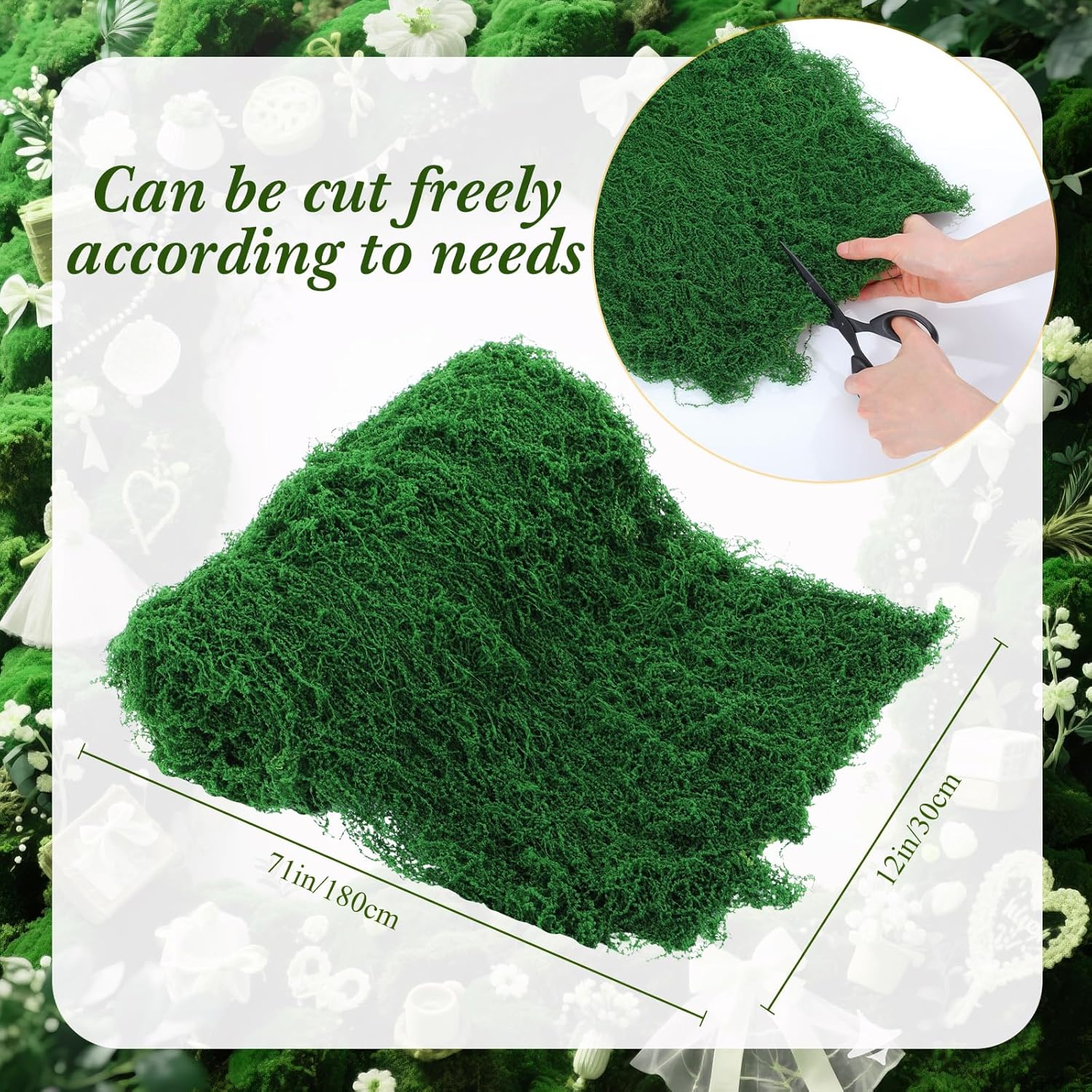 Zeyune 1 Pcs Christmas Fake Moss Table Runner for Crafts 12'' x 71'' Artificial Moss Sheet Roll Waterproof Carpet Blanket for Wall Roof Garden Wedding Birthday Party Table Decoration (Dark Green)