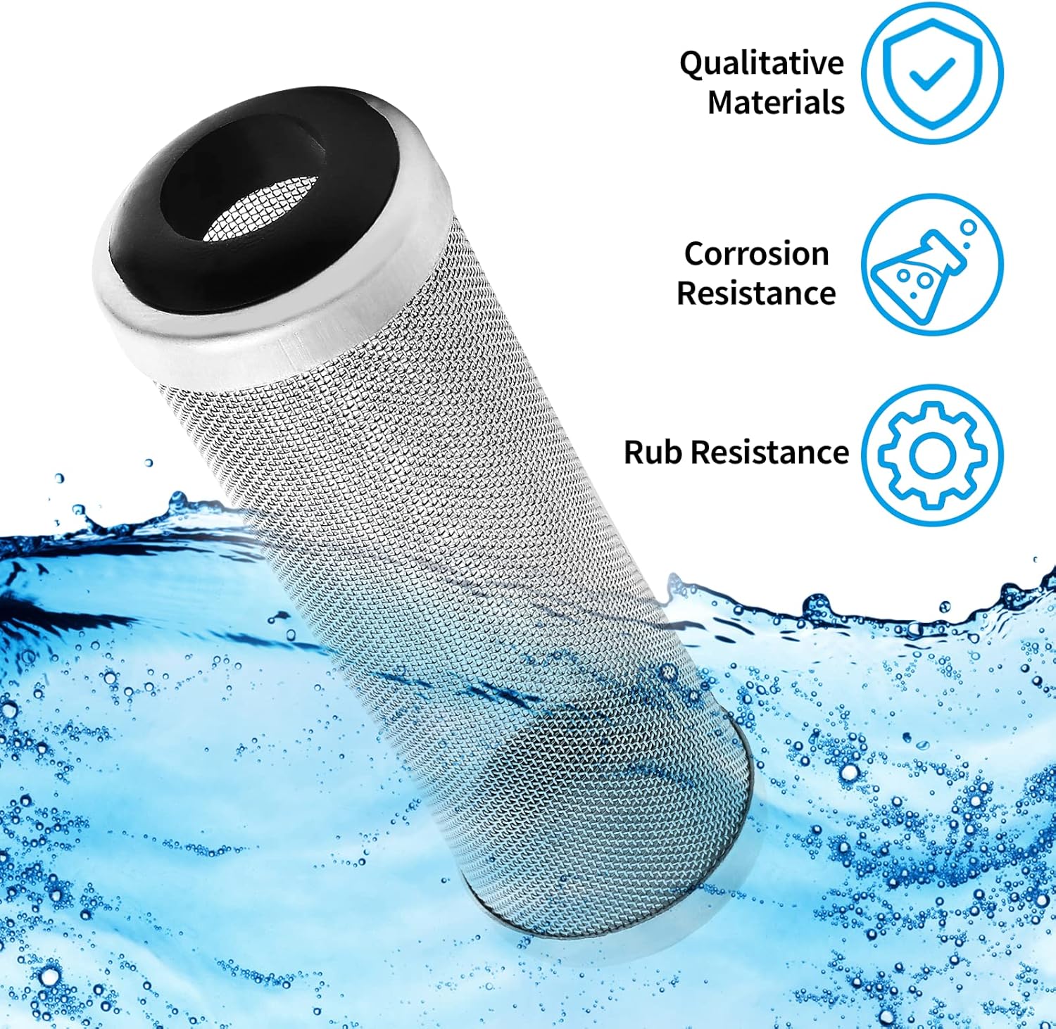 Bivethoi Stainless Steel Aquarium Filter Intake Cover, 12mm Shrimp Filter Guard Metal Fish Tank Filter Intake Strainer, Mesh Tube Filter Net Cover Aquarium Inlet Filter Screen for Fish Tank