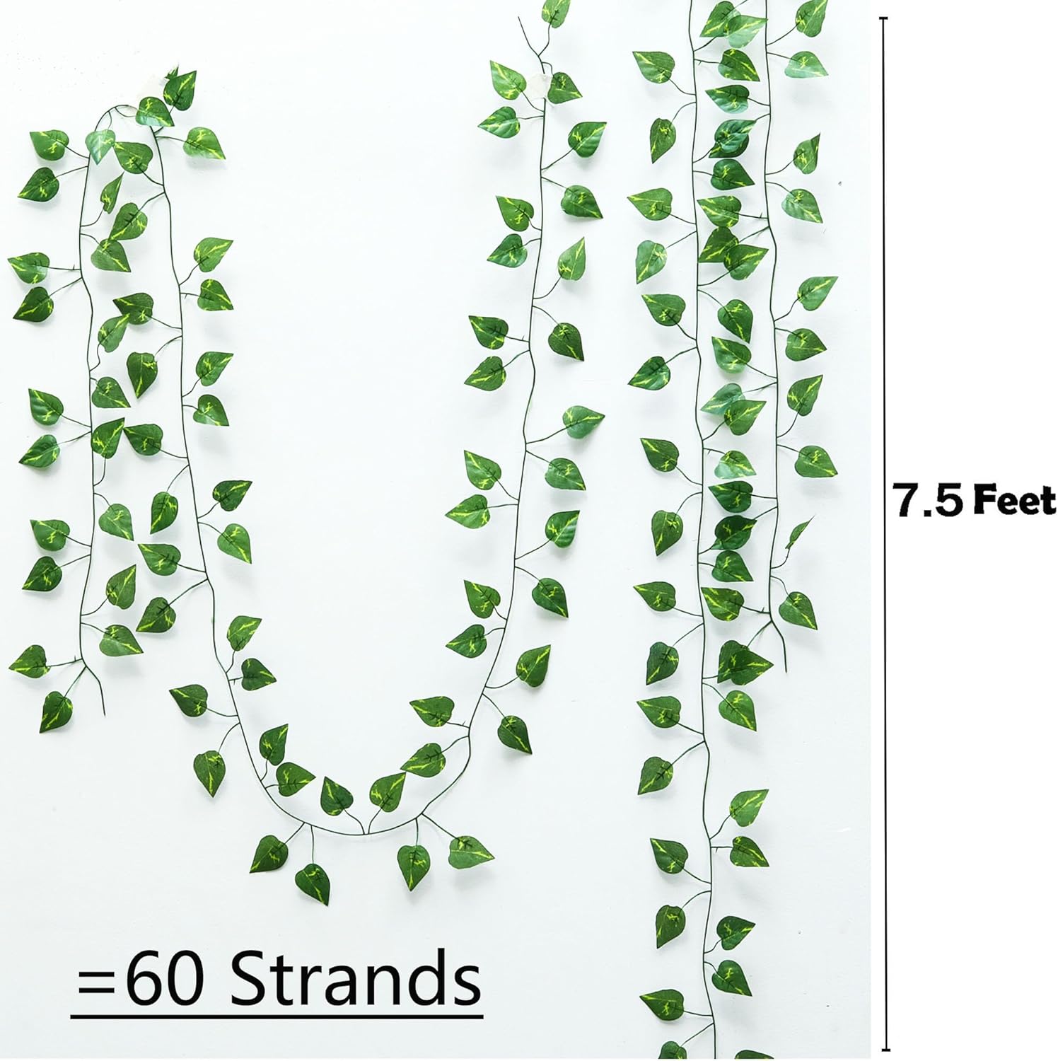 450 Feet 60 Pack Fake Greenery Hanging Garland, Artificial Ivy Leaf Plants, Vine Leaves, Flowers Foliage for Bedroom Garden Wall Decor