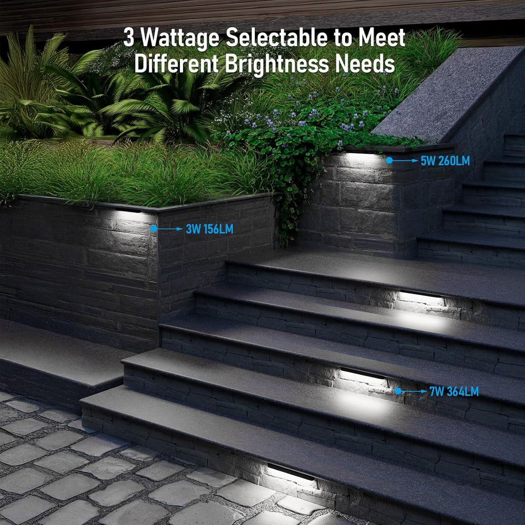 LEONLITE 8-Pack 12 Inch LED Hardscape Lighting, Update Retaining Wall Lights, LED Landscape Lighting, 12-24V AC/DC Paver Light Low Voltage, 3W/5W/7W Dimmable Outdoor Step Lights, 5000K Daylight, ETL