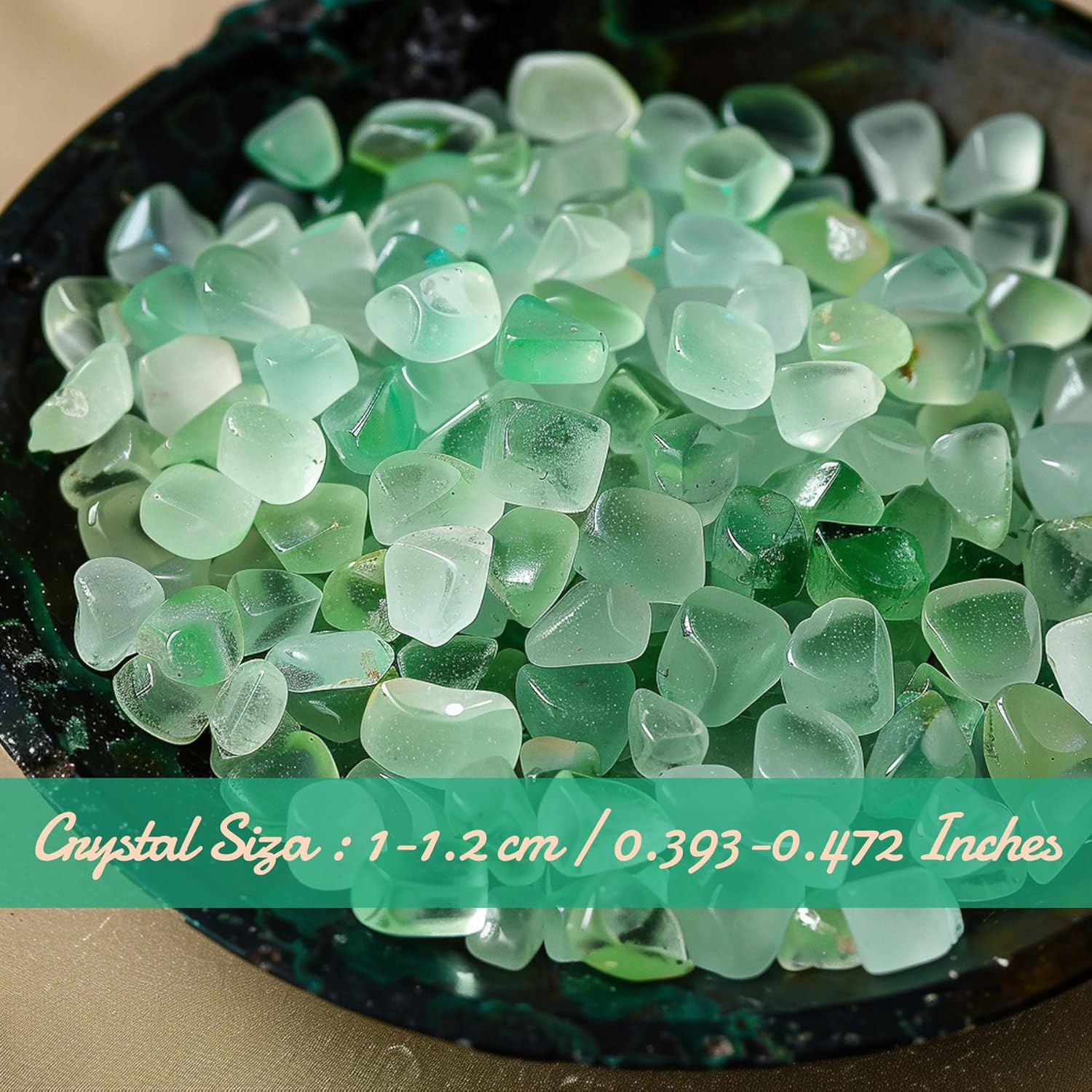 Polished Green Fluorite Crystal Chips Set, 0.4", 128 Pcs - Handpicked Tumbled Stones and Crystals Bulk for Healing, Reiki, Meditation, Witchcraft and Home Decor