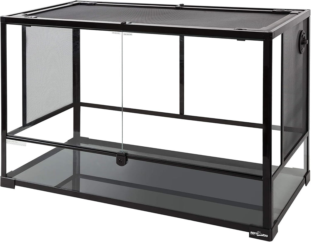 REPTI ZOO 67 Gallon Large Reptile Glass Terrarium Tank Double Hinge Door with Screen Ventilation Reptile Terrarium Cage 36" x 18" x 24"(Knock-Down)