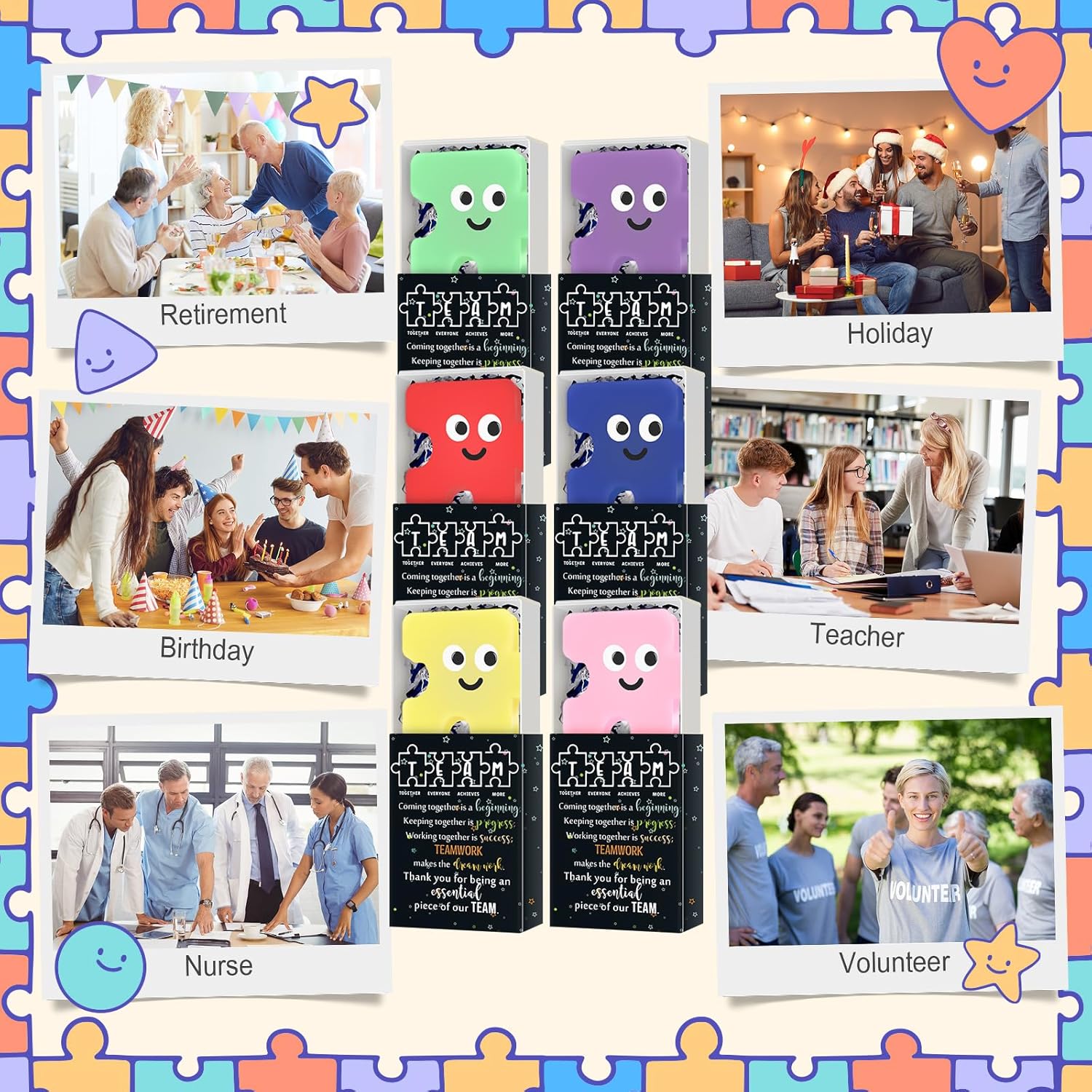 Wettarn 24 Sets Employee Appreciation Gifts Team Puzzle Piece Stress Balls Bulk with Thank You Gift Boxes Party Favors for Team Building Recognition Christmas Birthday Desk Decor