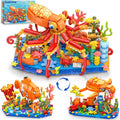 3 in 1 Animals Fish Turtle Octopus Building Set, Poseable Ocean Animal Building Block Toy for Office Home Decor, 525PCS Sea Creatures Kit, Birthday Gift for Adults Kids Boys Girls Ages 8-12+