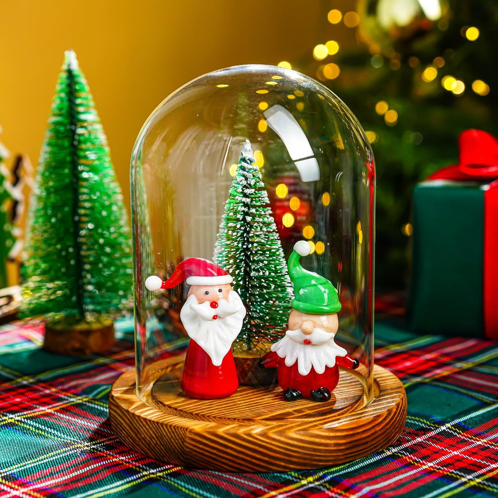ZEERSHEE 5.5“ x 3.9“ Glass Display Dome Cloche with Wooden Base for Home Decoration