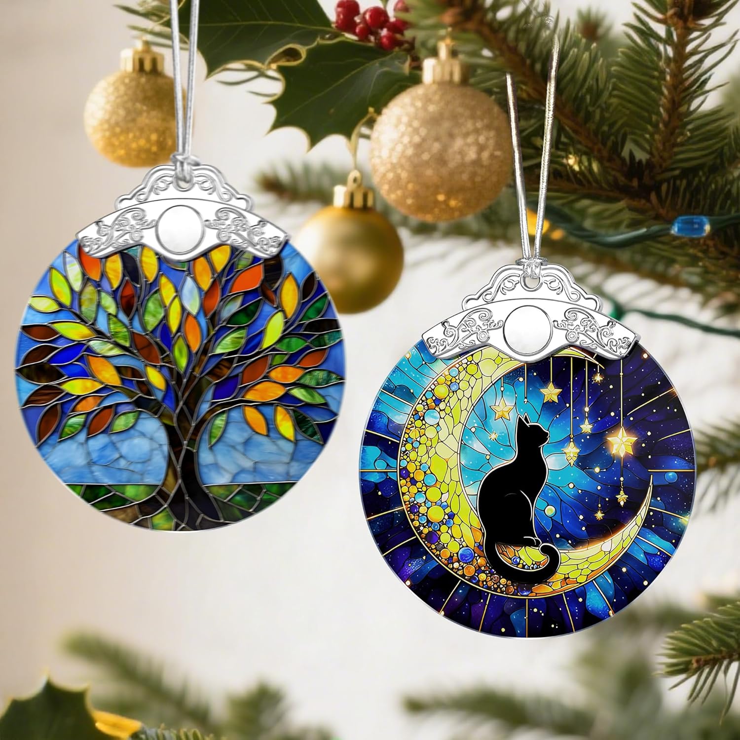 Black Cat Christmas Ornaments: Christmas Tree Ornaments, Holiday Decor Gift, Stocking Stuffers, Gift Ideas, Xmas Gifts & Gifts for Cat Lover
