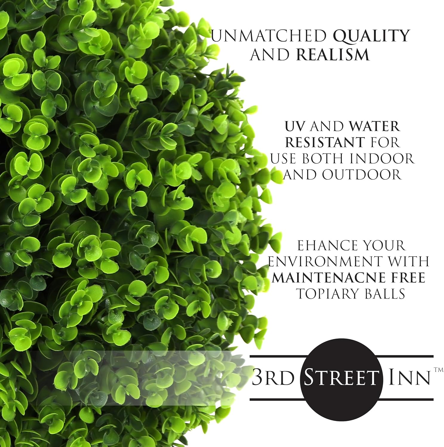 3rd Street Inn Topiary Ball - Artificial Topiary Plant - Wedding Decor - Indoor/Outdoor Artificial Plant Ball - Topiary Tree Substitute (11" MD (12-Pack), Wintergreen)