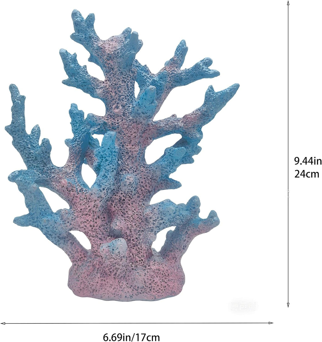 Beach Coastal Decor Coral Reef Home Decor Coral Statue Sculpture Home,Desk,Bathroom,Desktop Shelf Statue,Marine Themed Gifts (Gradient Cyan Coral)