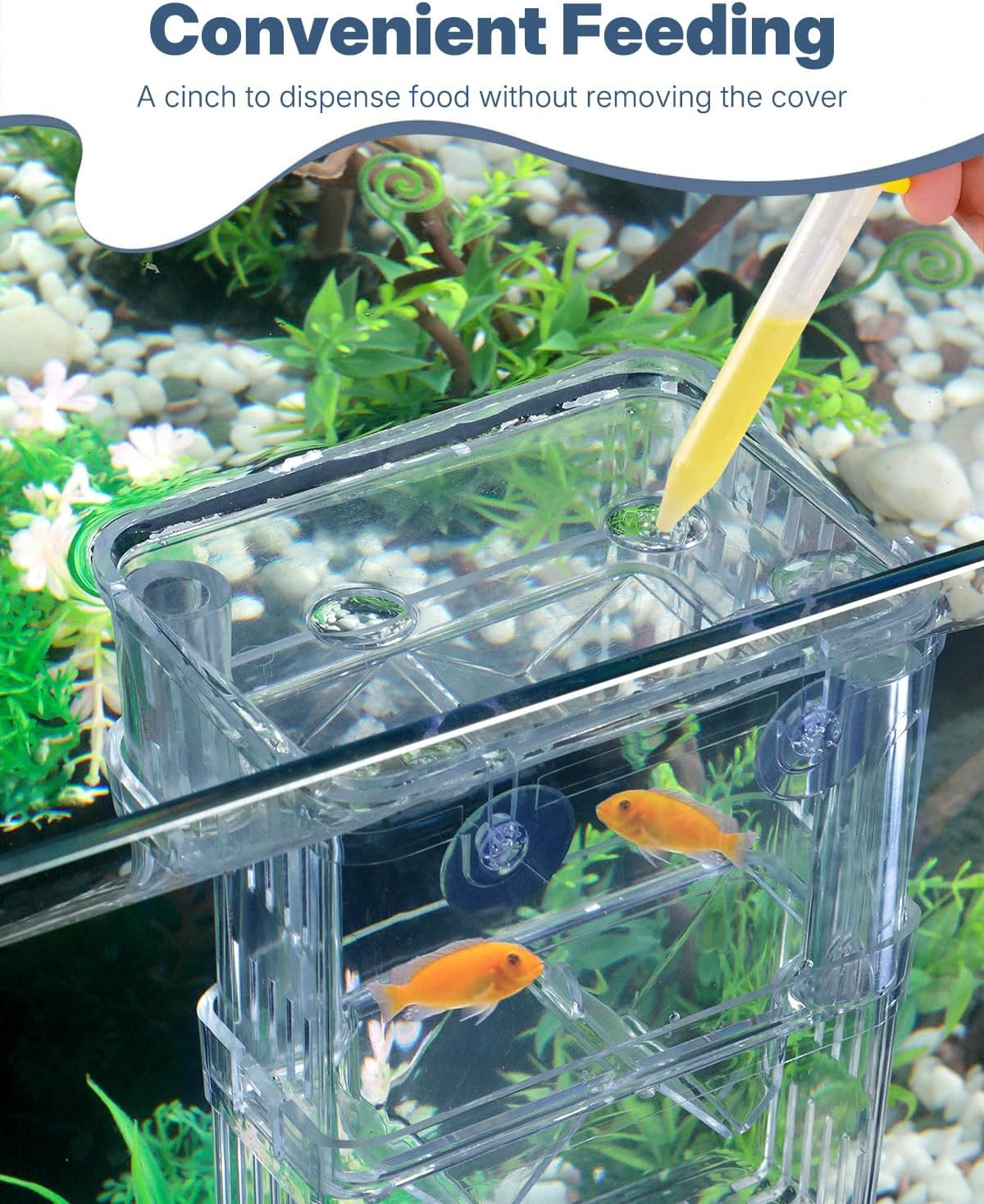 Pawfly Aquarium Breeding Box - Transparent Plastic Breeder Box for Fish Tank, Fry Hatchery Incubator for Baby Fish, Shrimp, Betta, Clownfish, Guppy, Large