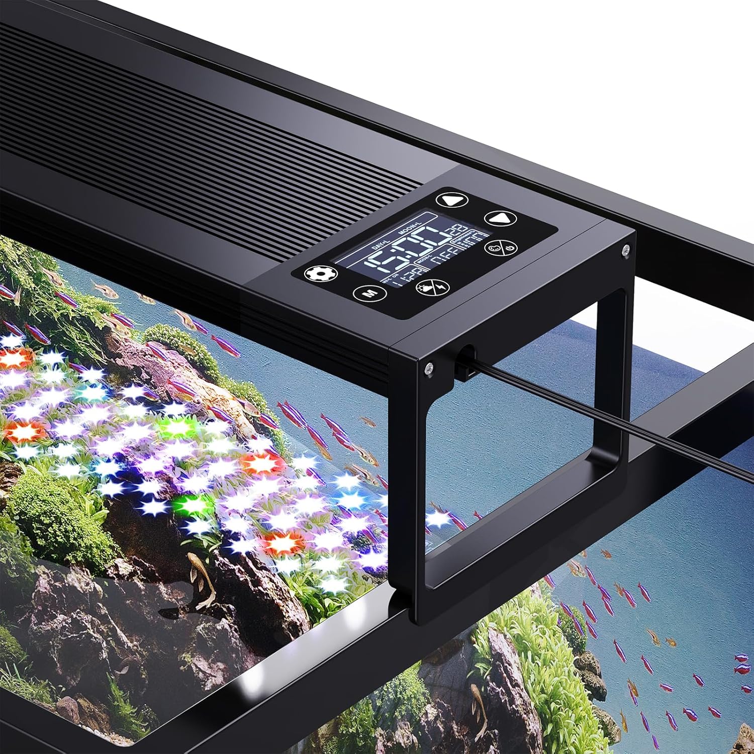 SEAOURA 24/7 LED Aquarium Light for 48-54 Inch Fish Tank, Fish Tank Light for Plants, Auto On Off with Timer, 9 Colors, Adjustable Brightness, Daylight & Moonlight, DIY and Nature Weather Mode, 84W