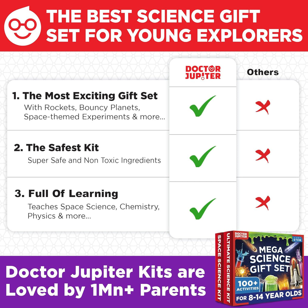 Doctor Jupiter Mega Science Gift Set | Set of ‘Ultimate Science Kit’, ‘Space Science Kit’ for Kids Ages 8-10-12-14 | Birthday Gift Ideas for Boys, Girls | STEM Learning & Educational Toys
