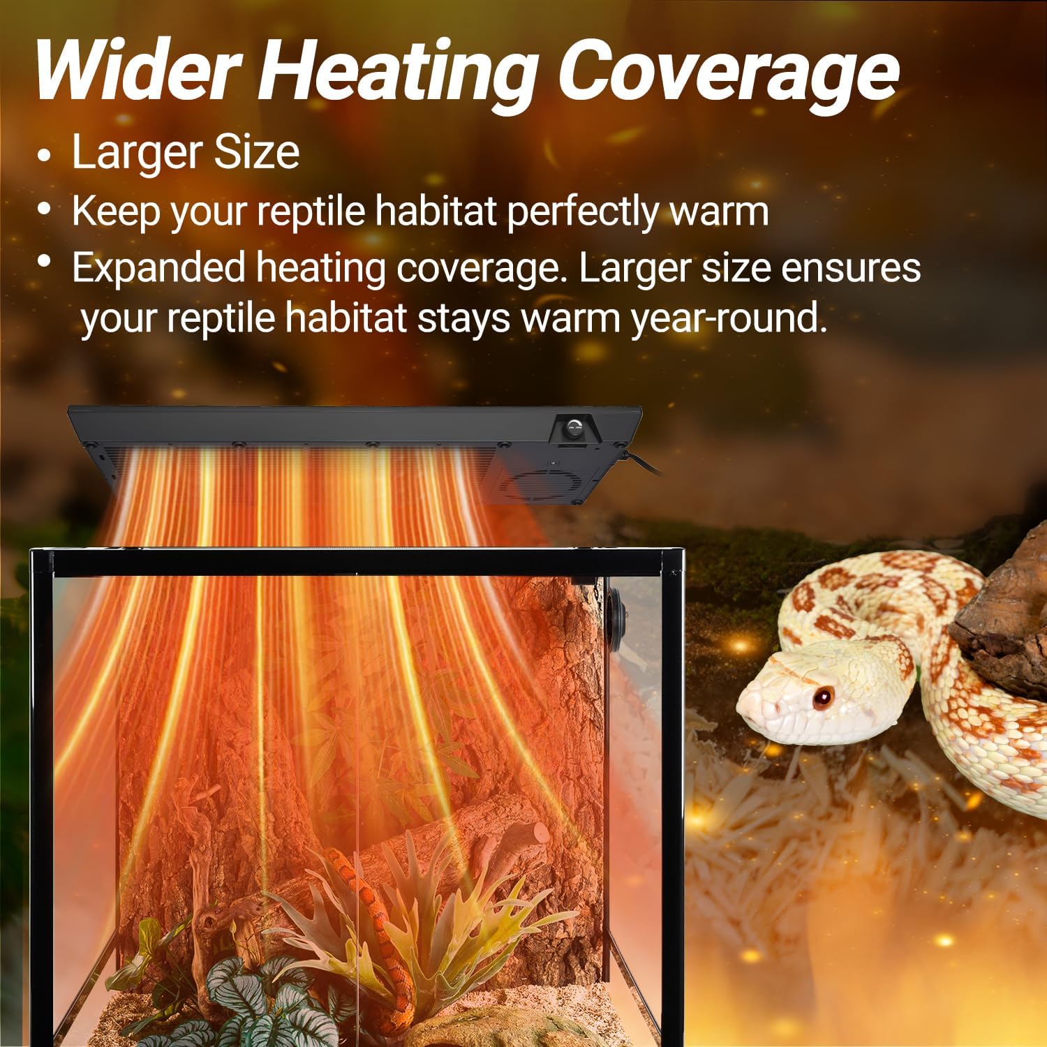 Oiibo Reptile Heat Panel Adjustable Temperature Reptiles Heating Panel Fan for Terrariums, Energy Efficient & Non-Light Reptile Heating Plate for Snakes, Crested Gecko, Leopard and Amphibians