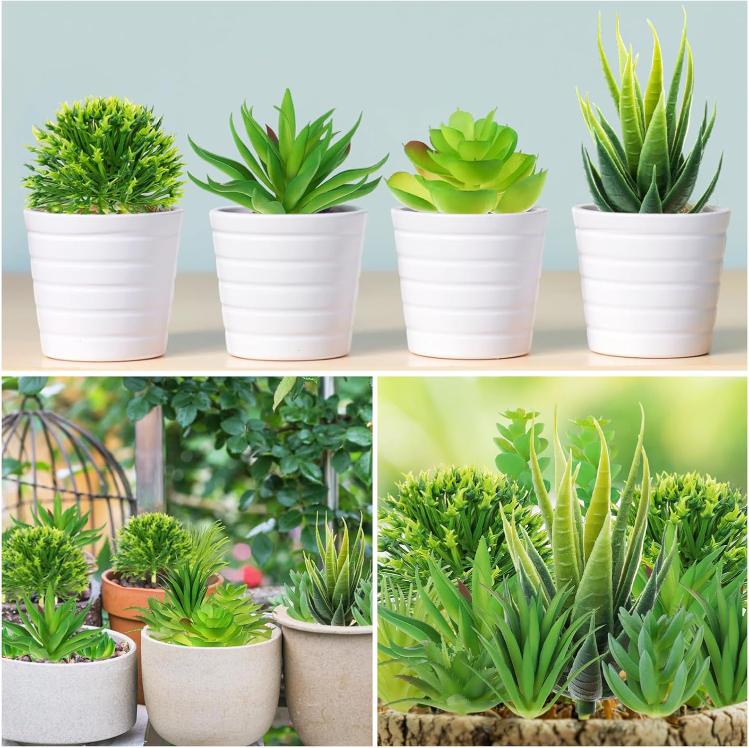 22pcs Artificial Succulents Realistic Mini Succulent Plants, Green Succulents Small Plants for DIY Crafting Garden Home Arrangement Office Decorations (Unpotted)