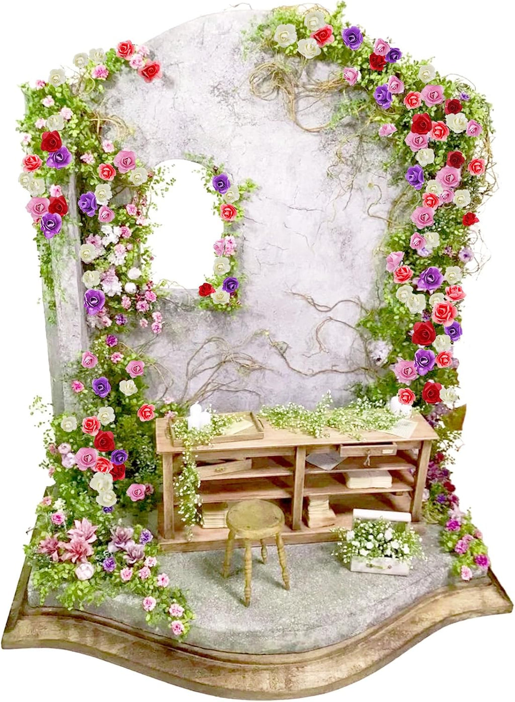Warmtree Realistic Miniature Artificial Rose Vines Flower Decorations DIY Mini Model Railway Fairy Garden Architecture Diorama Scenery Landscape Layout (Mixed Colours)