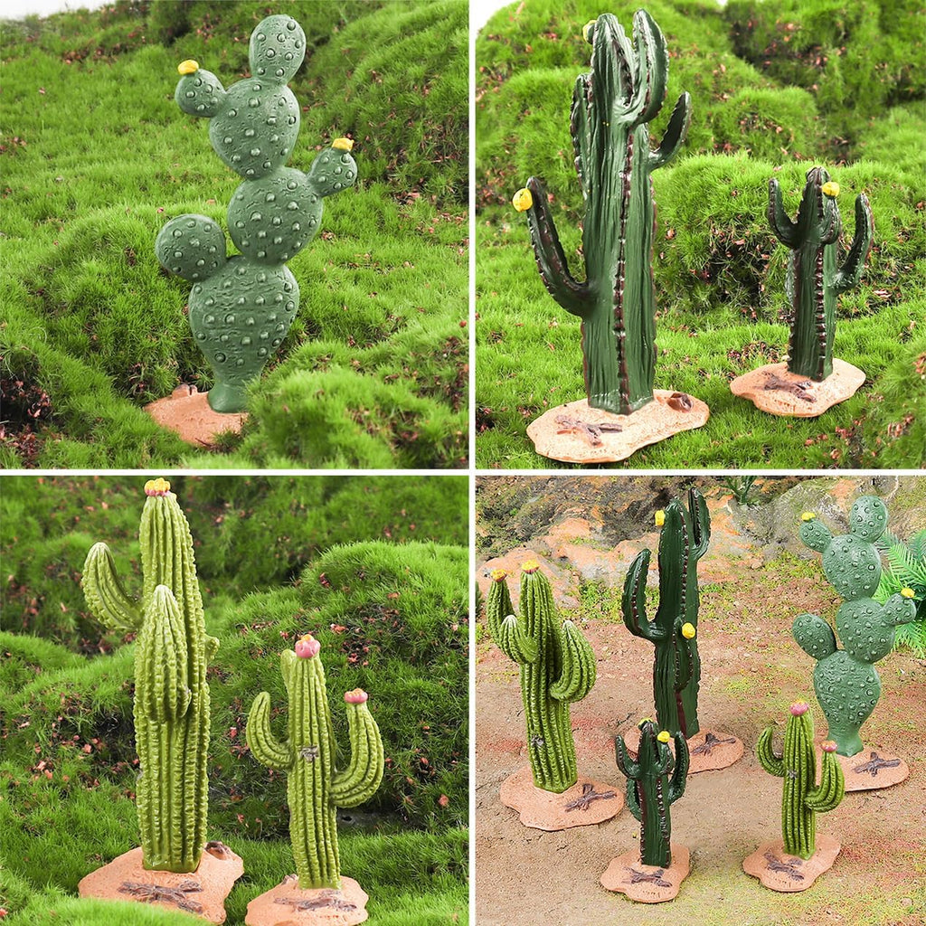 EOIVSH Desert Animal Figurines Set with Model Cactus - Artificial Greenery Plant Fake Cacti - Desert Diorama Project - Great for Sand Table Landscape Scene Accessories Decoration