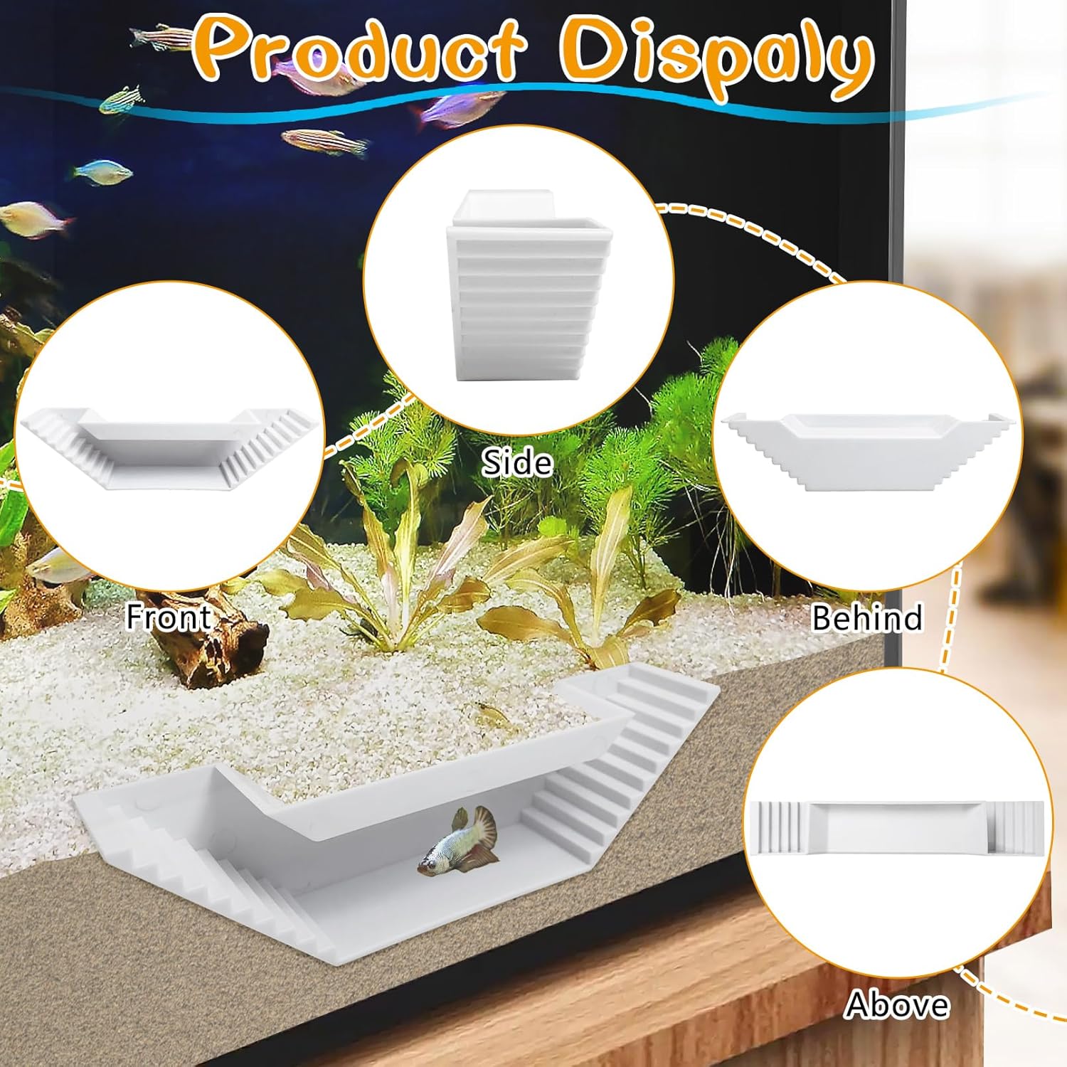 Aquarium Underground Tunnel Small Fish Cave Hideout with 2 Entrances Under Gravel Viewing Shrimp Tunnel Plastic Fish Tank Decoration (White)