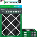 Filterbuy 16x25x1 Air Filter MERV 8 Odor & Allergy Defense with Activated Carbon (4-Pack), Electrostatic Pleated HVAC AC Furnace Filters Replacement, Made in USA (Actual Size: 15.50 x 24.50 x 0.75)