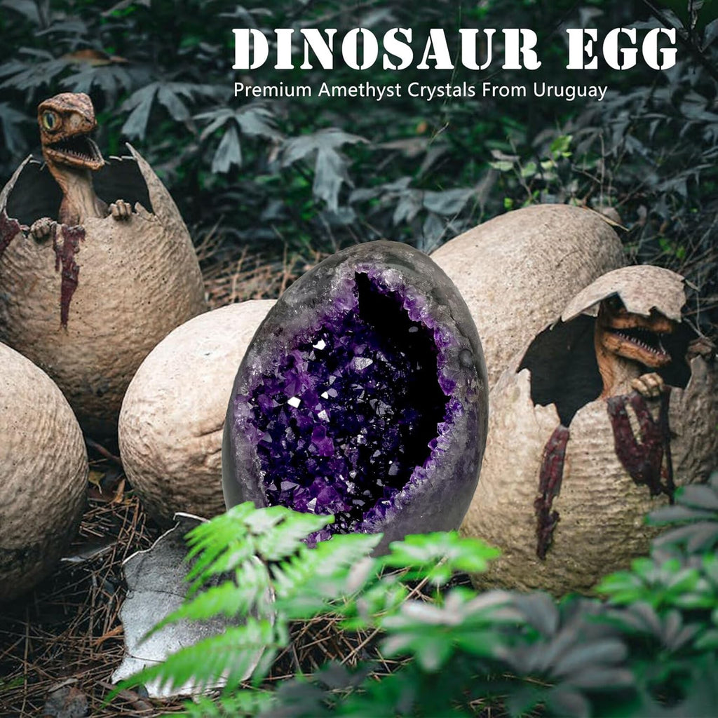 Amethyst Crystal Geode Dinosaur Egg Rock Quartz Cluster Natural Raw Purple Amethyst Stone Real Healing Crystals 3-3.5LB