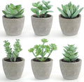 DomeStar 6PCS Small Fake Plants, Artificial Succulents Plants for Home Office Bathroom Kitchen Decor Green