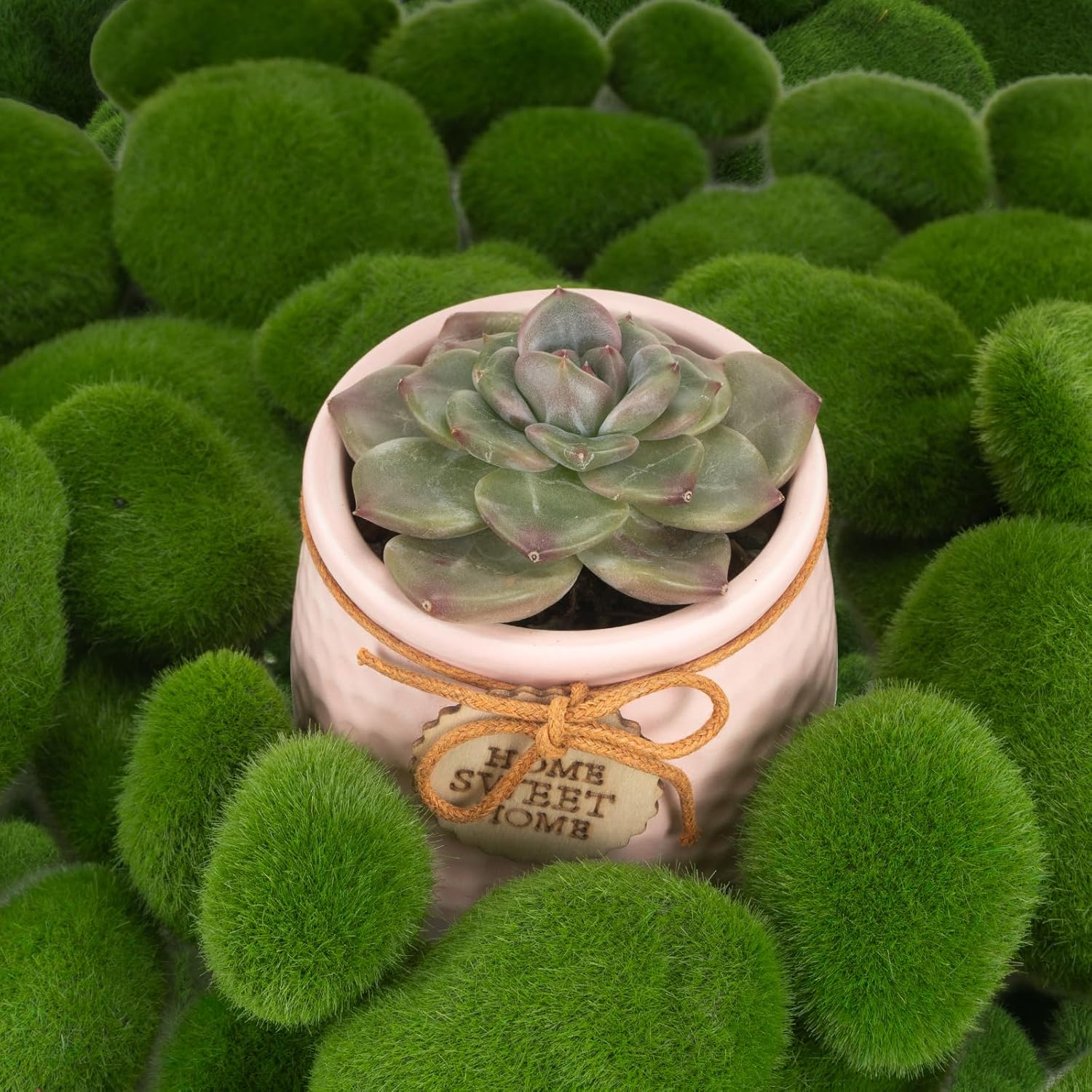 60 PCS 5 Size Artificial Moss Rocks Decorative, Green Moss Covered Stones, Fake Moss Ball Decor for Floral Arrangements, Fairy Gardens and Crafting