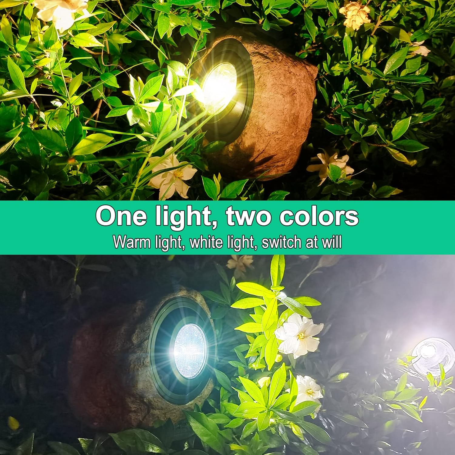 Solar Powered Rock Lights Outdoor- 4 Pack Super Bright Solar Spot Garden with 2 Lighting Modes, IP65 Waterproof Outdoor Decorative for Garden,Backyard, Roads, Yard, Patio Landscape,Sidewalks