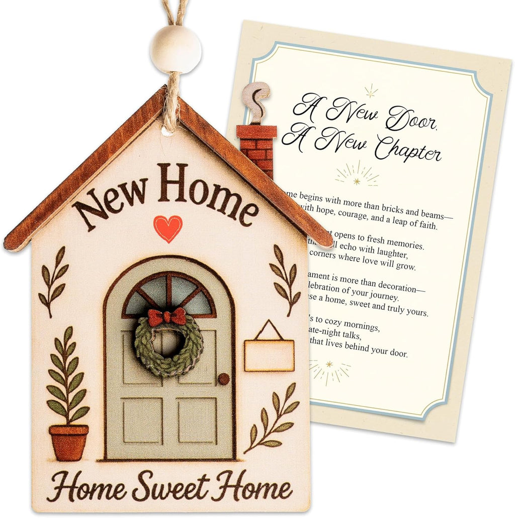 New Home Ornament 2025 - New House Gift Ideas - Housewarming Gifts New Home - Xmas Ornament for Tree - Wooden Christmas Ornaments - White Elephant Gifts - Xmas Tree Decoration