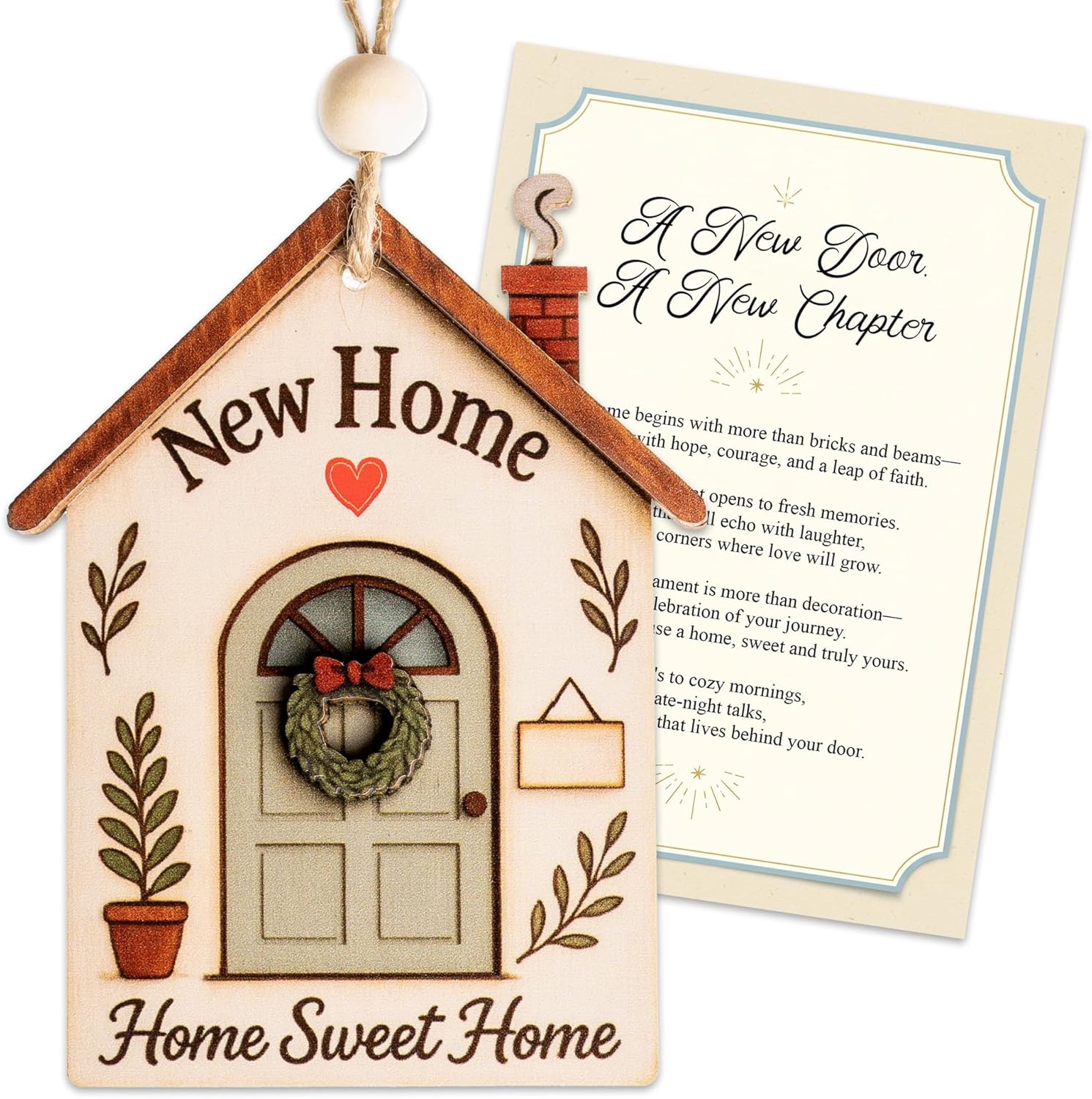 New Home Ornament 2025 - New House Gift Ideas - Housewarming Gifts New Home - Xmas Ornament for Tree - Wooden Christmas Ornaments - White Elephant Gifts - Xmas Tree Decoration