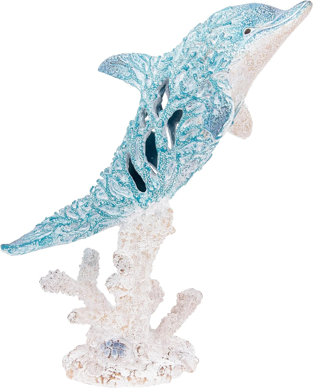 Coral Reef Dolphin Swimming Figurine Coastal Decor Decorative for Home Nautical Collection