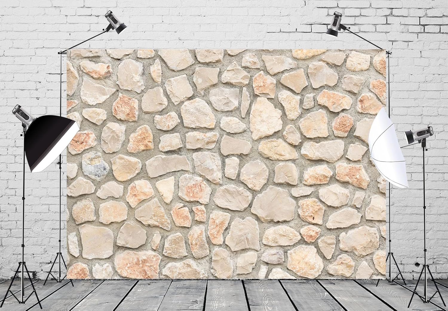 10x8ft Fabric Stone Brick Wall Backdrop Natural Rock Wall Textured Photography Background Wallpaper Birthday Wedding Party Decor Newborn Baby Kids Adults Portrait Photoshoot Photo Studio Props