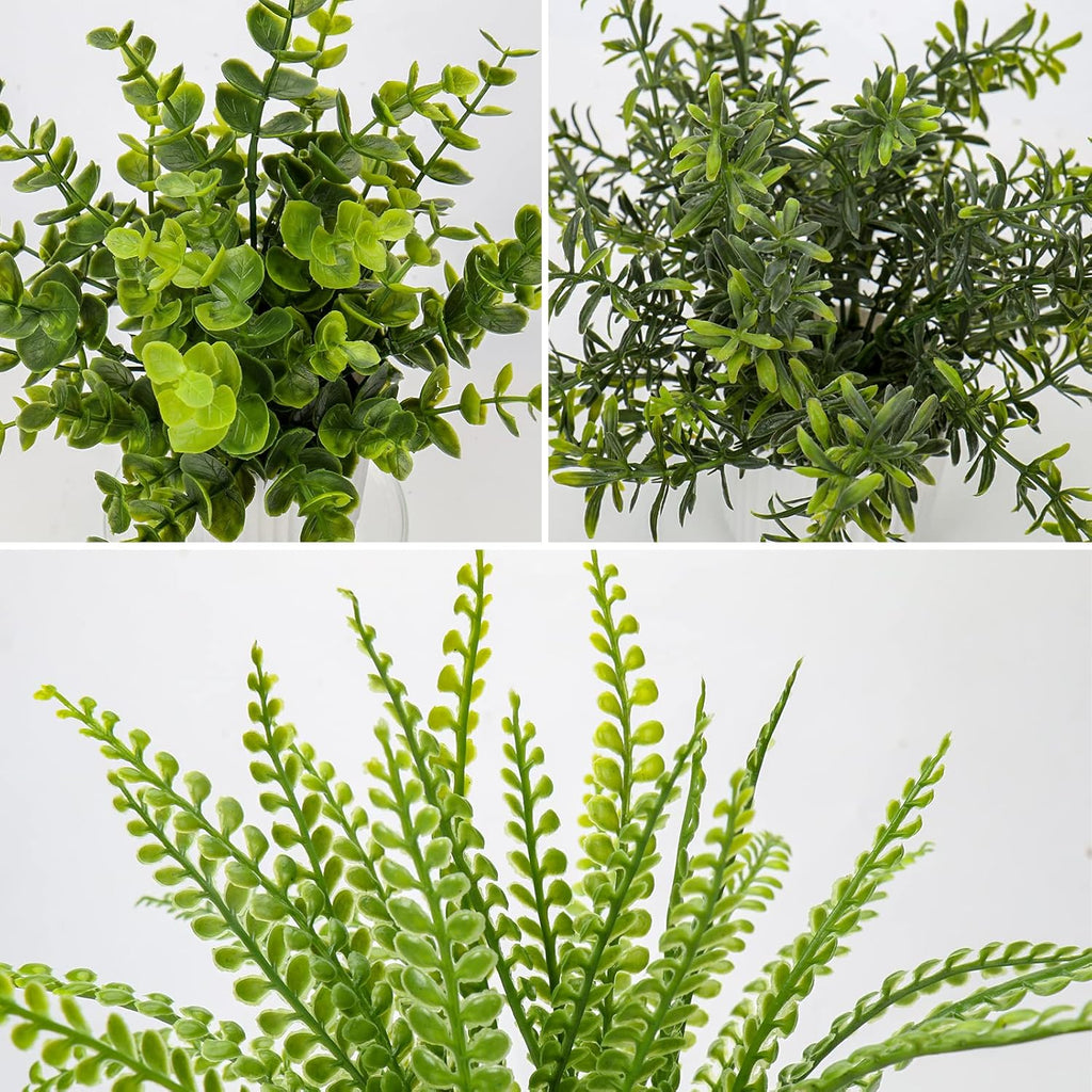 Hollyone 3 Pack Fake Plants Artificial Plants in Pots Small Faux Plant Eucalyptus Rosemary Boston Fern Potted Plant Greenery Aesthetic Indoor Home Decor Bathroom Bedroom Table Shelf Office Decorations