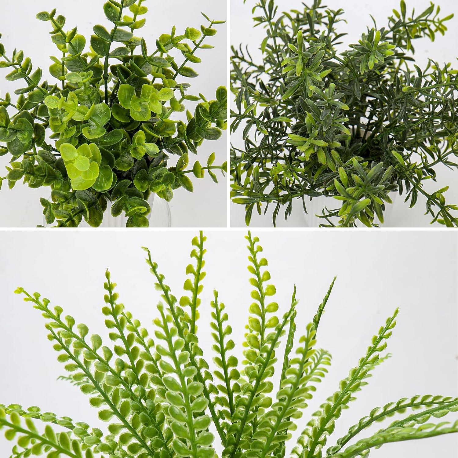 Hollyone 3 Pack Fake Plants Artificial Plants in Pots Small Faux Plant Eucalyptus Rosemary Boston Fern Potted Plant Greenery Aesthetic Indoor Home Decor Bathroom Bedroom Table Shelf Office Decorations