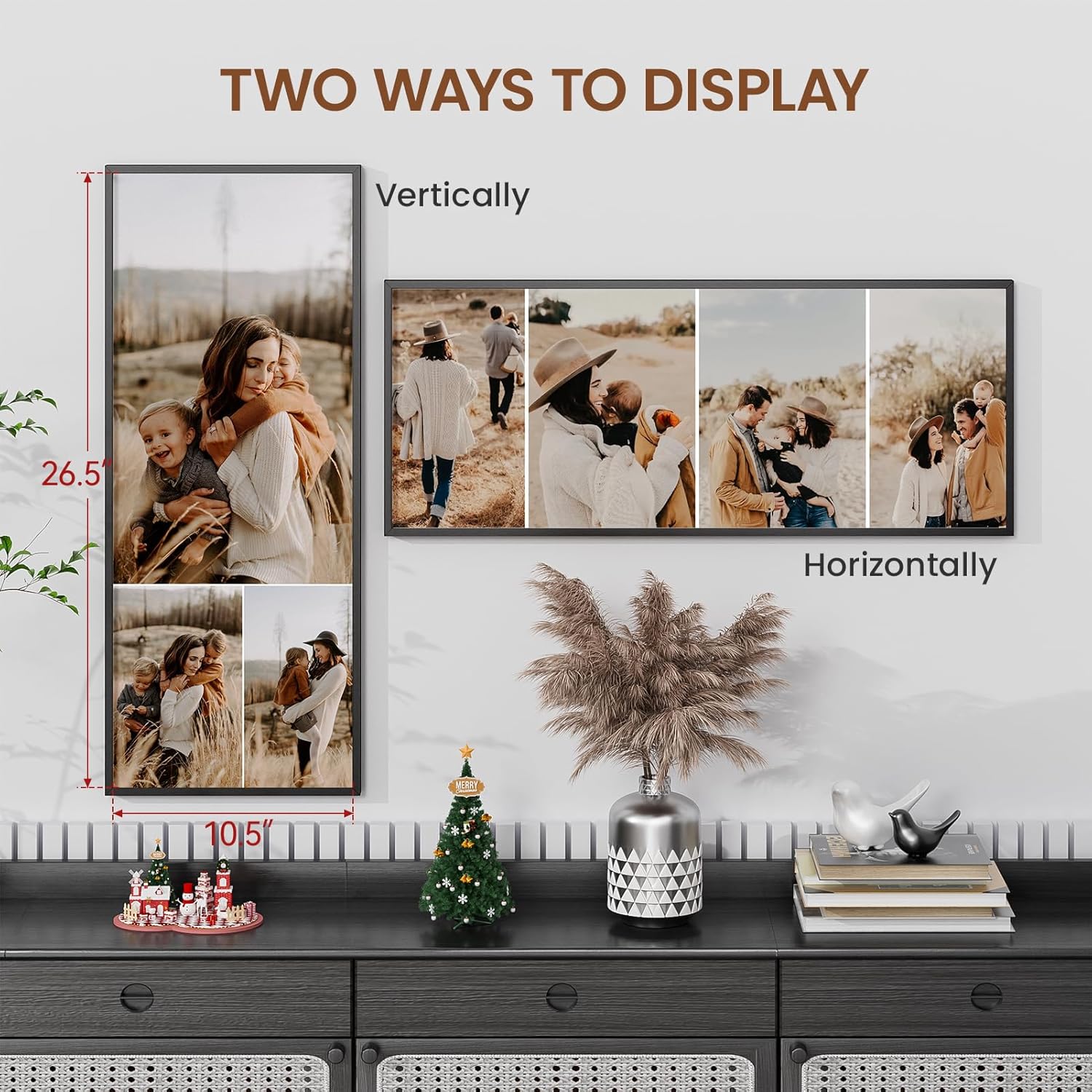 Heimlove 11x27 Metal Picture Frame,Black Aluminum Photo Frames-Real Tempered Glass,Wall Gallery Poster Puzzles Artwork frame Mounting Horizontally or Vertically Decor for Wall-1Pack