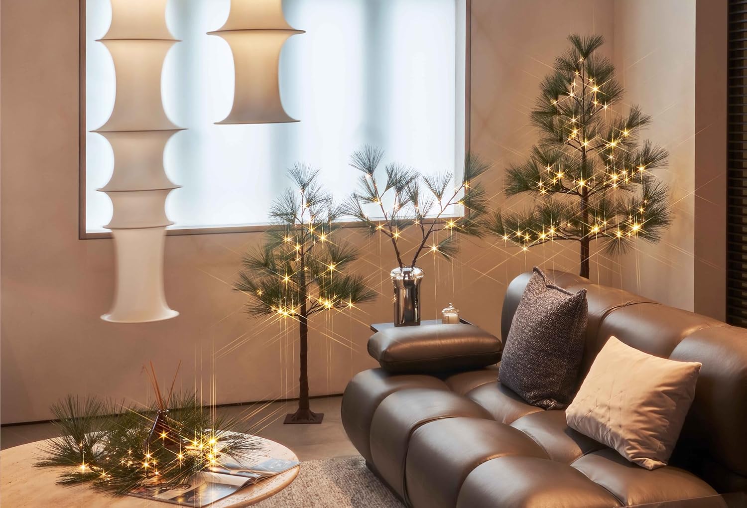 Hairui Lighted Christmas Pine Tree with Lights 4FT 36 Warm White LED Lights, Tree with Lights for Room Thanksgiving Christmas Holiday Decoration Indoor Outdoor