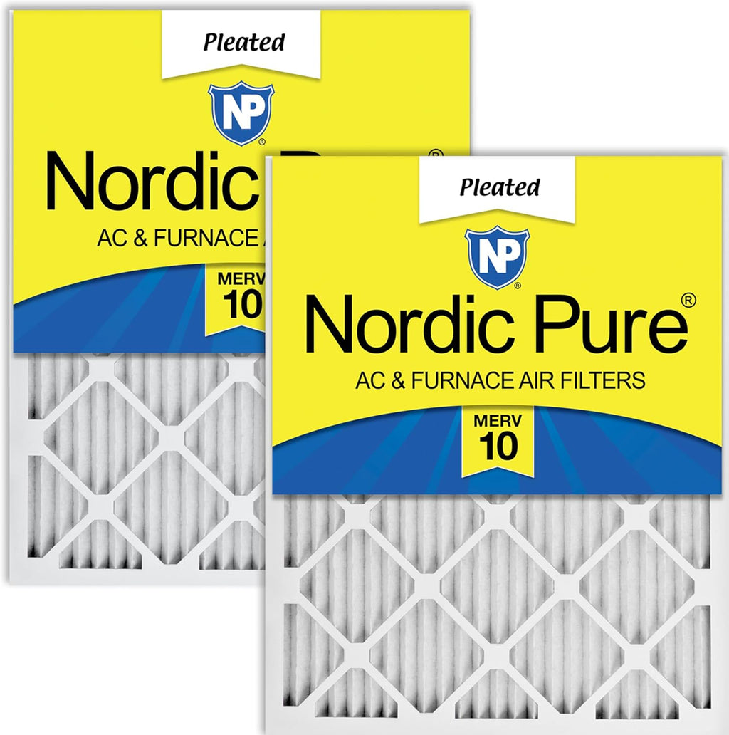 Nordic Pure 20x25x1 (19 1/2 x 24 1/2 x 3/4) Pleated MERV 10 Air Filters 2 Pack