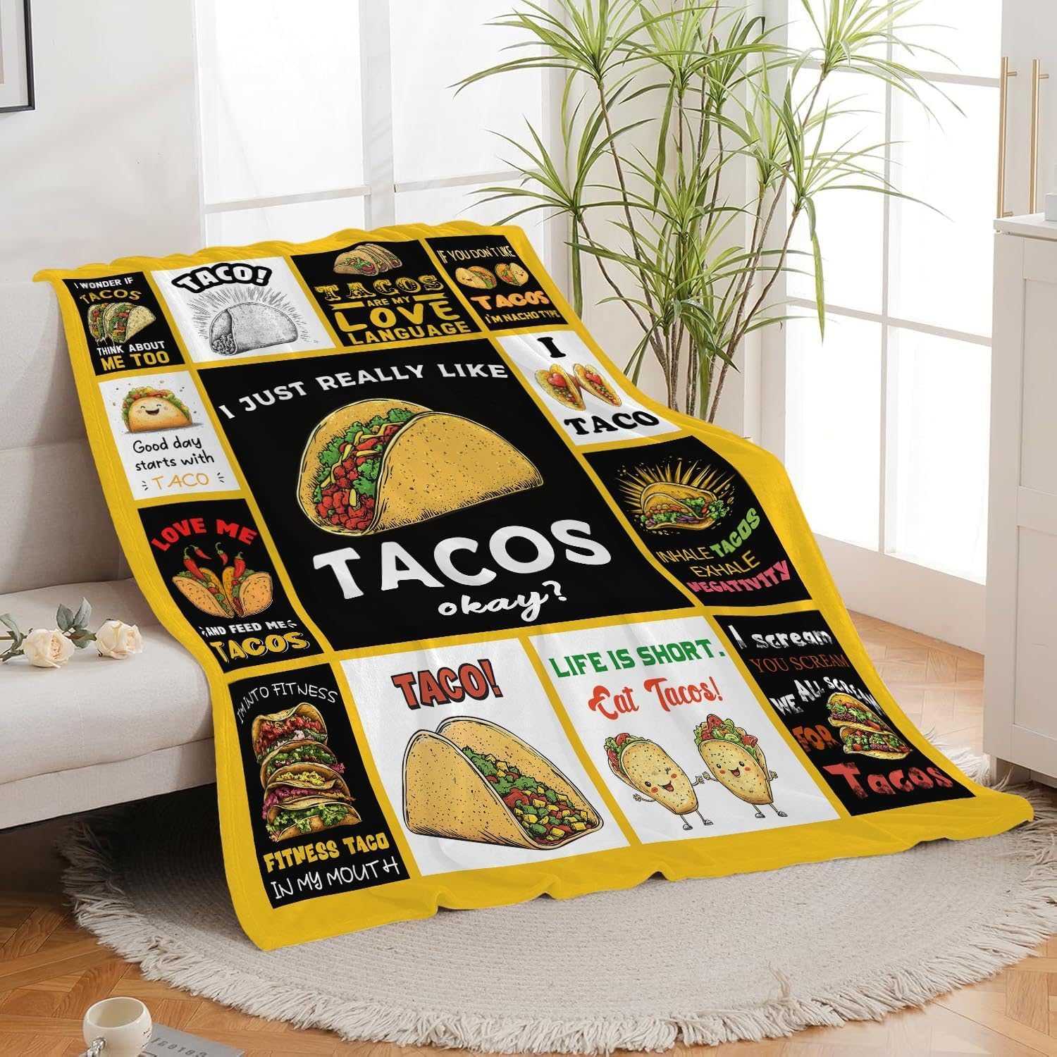 Taco Blanket Food Burrito Throw Blanket Gifts for Taco Lovers Girls Women Kids Boys Adults Men Super Soft Cozy Plush Fluffy Fuzzy Fleece Blanket Home Decor 40''X50''