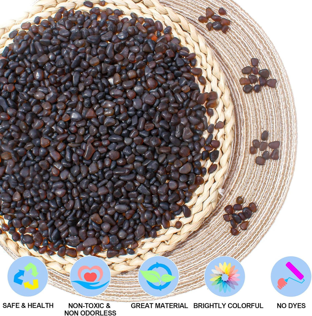 Keedolla 0.5 Lb Frosted Sea Glass Pebbles Vase Fillers, 6-9mm Betta Fish Tank Rocks Gravel Decorative Glass Stones for Aquarium, DIY Crafts, Succulent Plants Decor - Amber