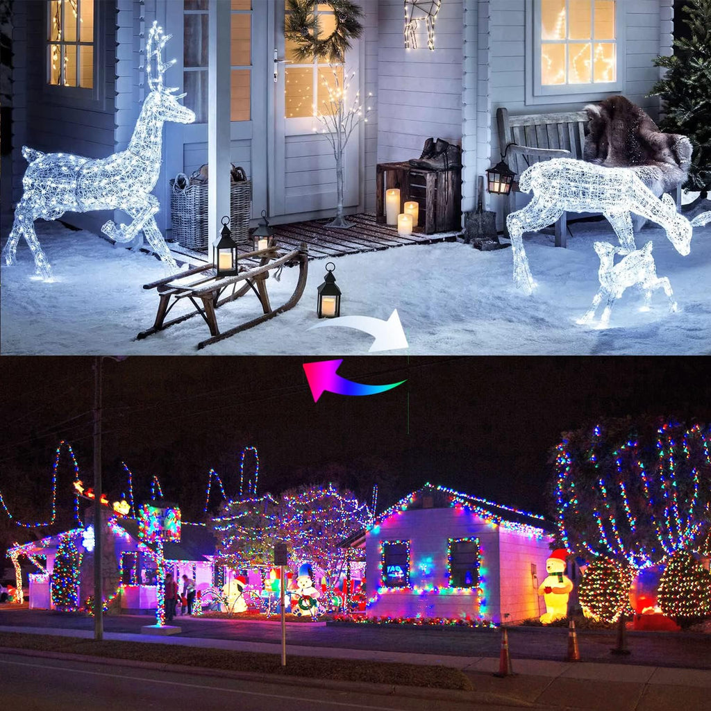 JMEXSUSS 2 Pack Color Changing Fairy Lights Battery Operated, Total 200 LED 66ft Color Changing Christmas Lights with Remote, 8 Modes Twinkle String Lights for Bedroom Decor, Cool White & Multicolor