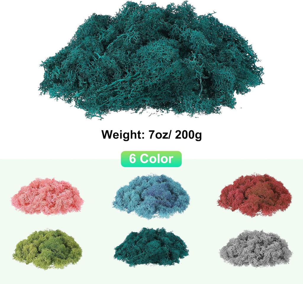 uxcell Preserved Reindeer Moss, 7oz Fake Moss for Crafts Artificial Dried Moss for Decoration Terrariums Potted Plants, Blue Green