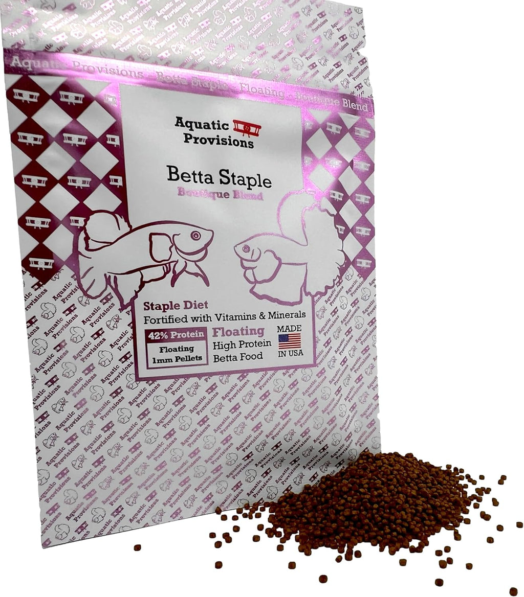 Betta Staple Fish Food, 0.88 oz (25g) Floating 1mm High Protein Pellets