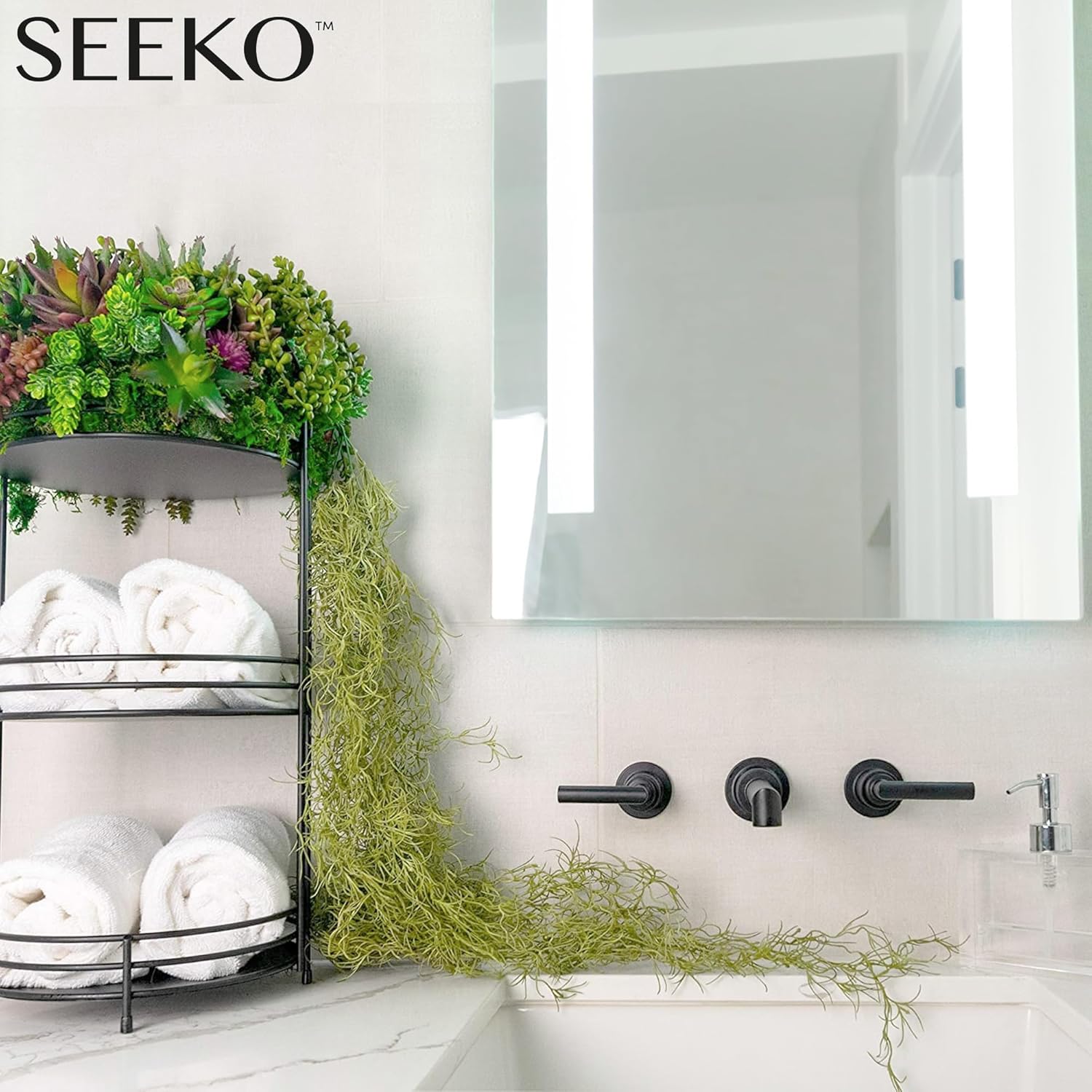 SEEKO Succulents Fake Moss (6pck) - Artificial Spanish Moss for DIY Crafts and Plants Indoor - Perfect for Home Table Centerpieces & Garden Decor (33" Long, 6oz)