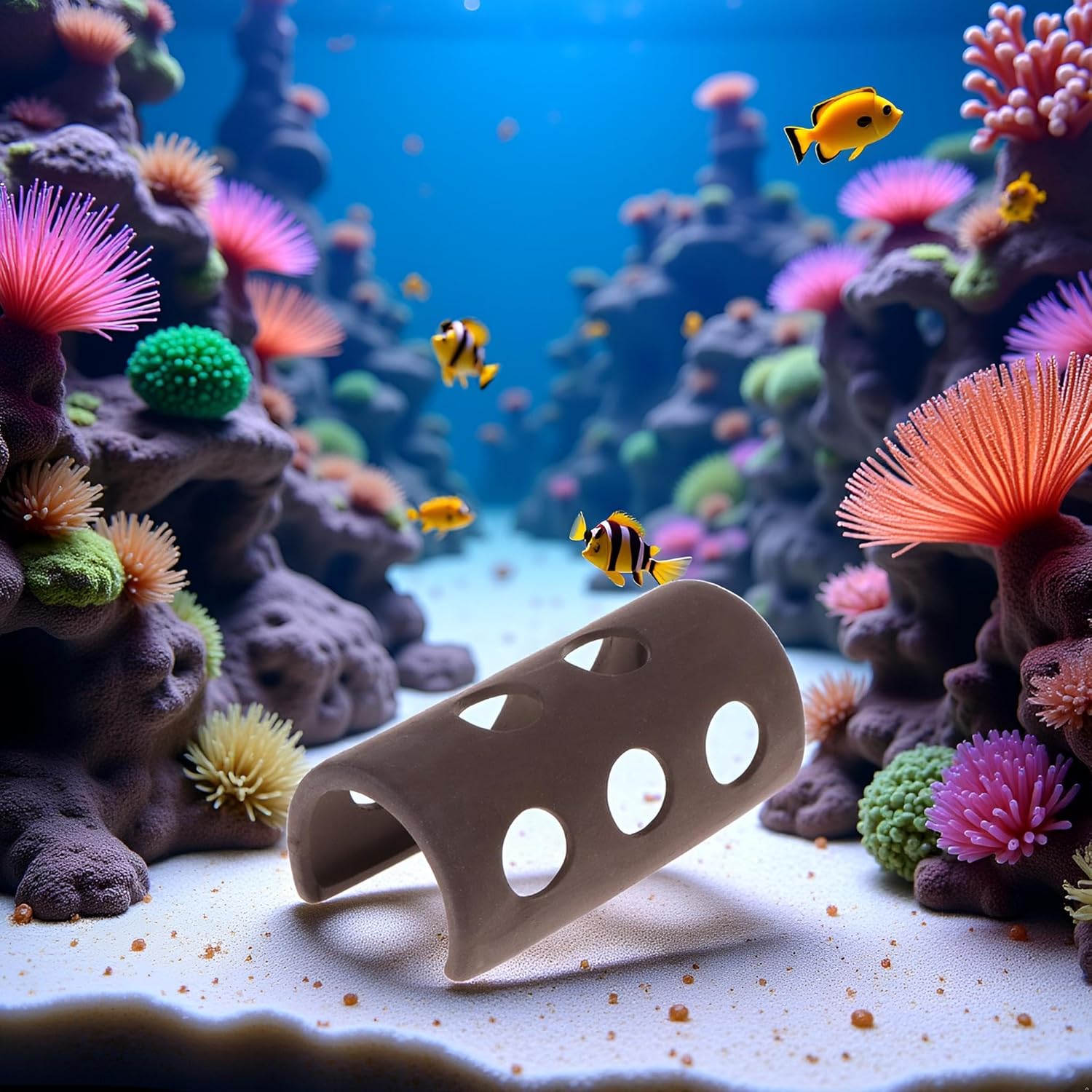 Brown Fish Tank Cave Aquarium Shelter Ceramic Shrimp Decoration Hide Ornament Breeding Aquarium Décor Thematic Ornaments